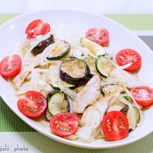 薄切りチキンと茄子のマリネサラダ