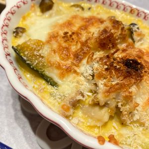 すみれの作ってみた!投稿(あつあつ♡とろ〜り♪『かぼちゃとひき肉のクリーミーグラタン』)