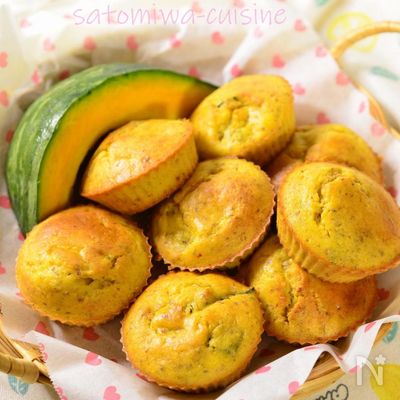 【かぼちゃの米粉マフィン】ワンボウルで簡単！野菜のおやつ♬