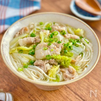 ポカポカレシピ♪豚バラと白菜のにゅうめん