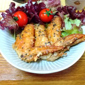 チョロリスの作ってみた!投稿(【手羽先のごまから】下味冷凍♪衣カリっと！冷めても旨い♡)