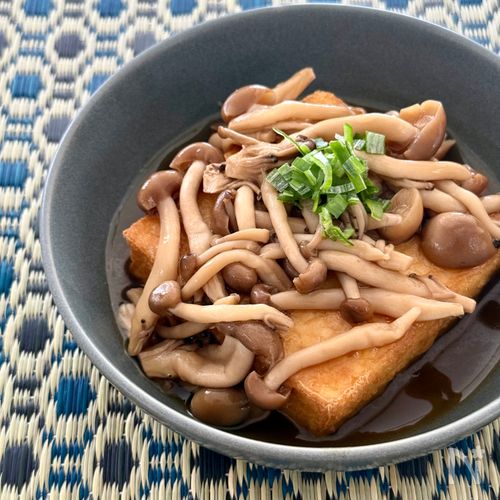 レンジで簡単!《厚揚げのきのこあんかけ》