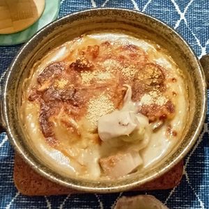 まもの作ってみた!投稿(簡単だけどおいしい♡鶏肉とれんこんの和風グラタン)