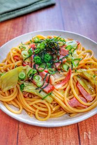 ワンパン15分【ベーコンとキャベツのバター醤油パスタ】