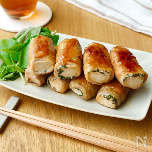 【豆腐バーのしそ巻き】甘辛だれと豆腐が合う♪