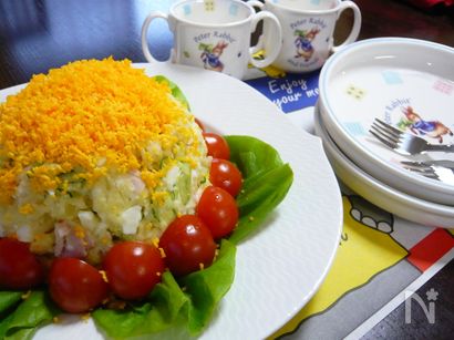 パスタ in ポテトサラダ