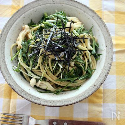 和えて簡単♪水菜の和風パスタ