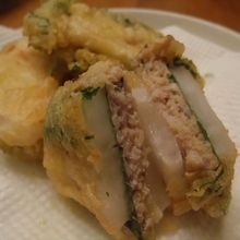 アジと大葉の大根はさみ揚げ