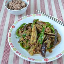 ひき肉なしの雑穀麻婆なす