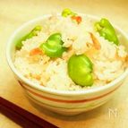 そら豆と桜えびの春ごはん。