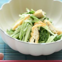 水菜と油揚げの麺つゆ煮