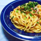 キムチとベーコンのクリームスパゲティ