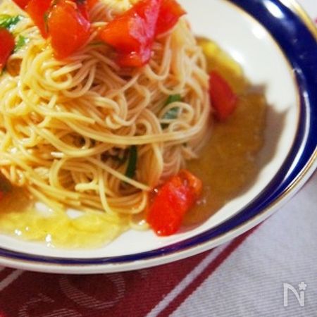 素麺で冷製パスタ トマトと大葉の和風カッペリーニ By 酔いどれんぬ レシピサイト Nadia ナディア プロの料理家のおいしいレシピ