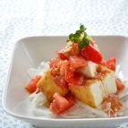 厚揚げの梅トマトオイスターがけ
