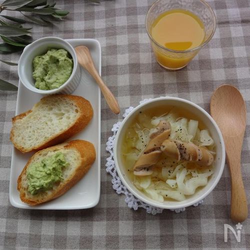 朝食の提案　　ウインナーとキャベツのスープ