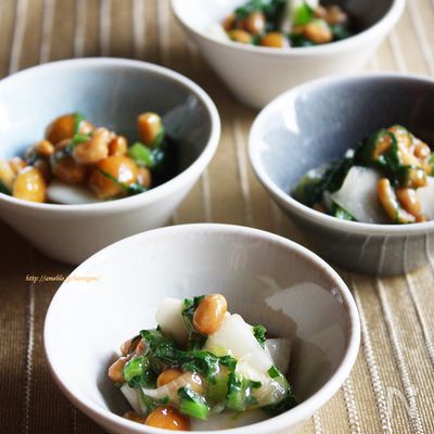 シャキシャキ蕪のなめこ納豆和え