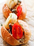 ホタテ&きのこのホットドッグ。