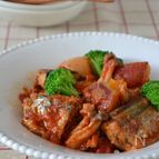 さんまと秋野菜のトマト煮込み