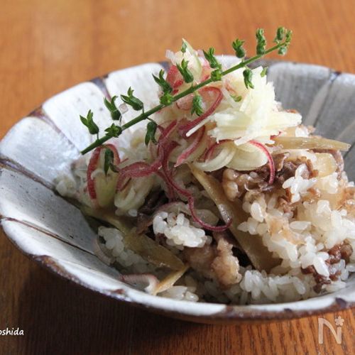 牛ごぼうのきんぴらご飯