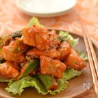 鶏むね肉とオクラのアヤムゴレン風