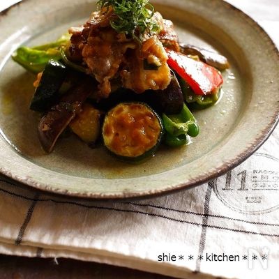 豚肉とお野菜の梅しそオリーブ和え