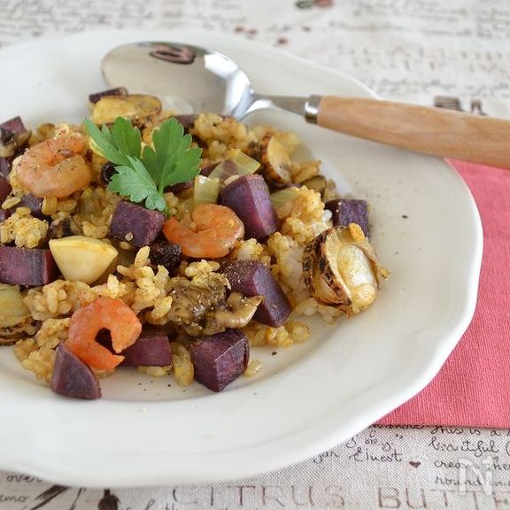 さつま芋のシーフードカレーピラフ