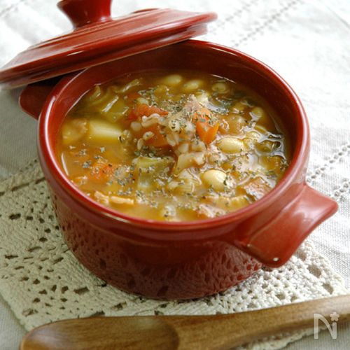 ソバ米と大豆のミネストローネ