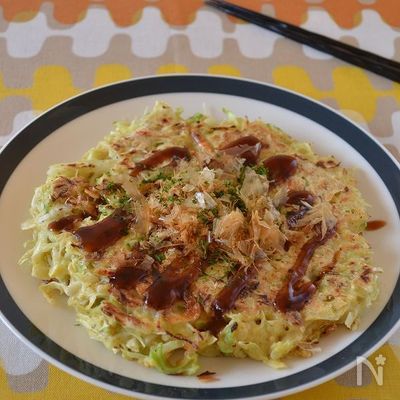 豆腐と米粉のもちもちお好み焼き