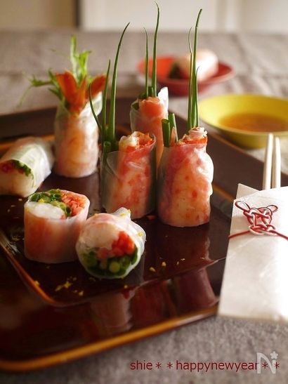 お祝い海鮮生春巻☆スイート柚子ソースで～