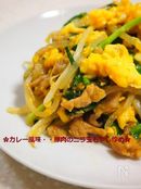 早い!安い!美味しい!カレー風味♡豚肉のニラ玉もやし炒め