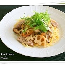 ポークと根菜のスパゲッティ♪