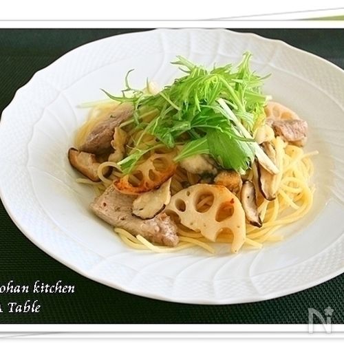ポークと根菜のスパゲッティ♪