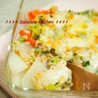 旨味と甘味に驚き!かぶと鶏味噌そぼろの和風グラタン
