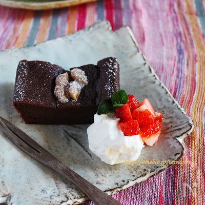 板チョコ1枚バターなし豆腐ガトーショコラ♪