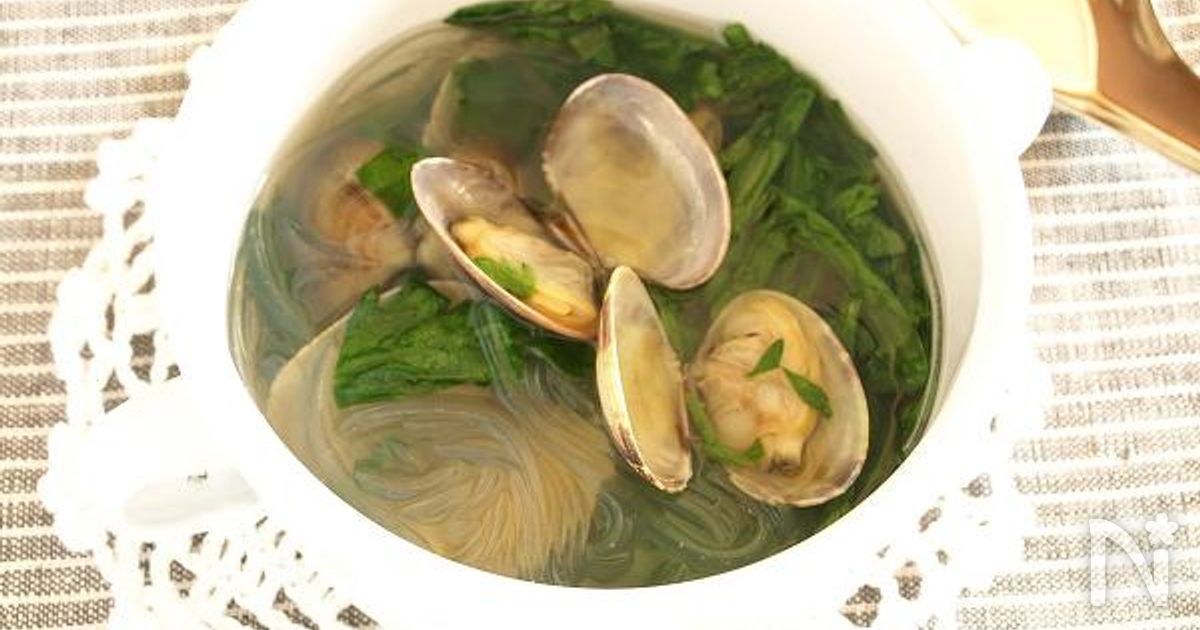 あさりと春菊のエスニックスープ