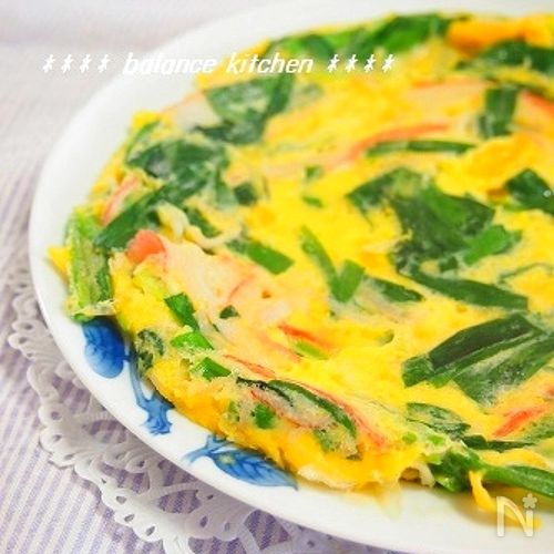 栄養満点スピード朝ごはん♫しっとりニラかに玉