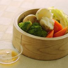 カラフル蒸し根菜のごま油がけ