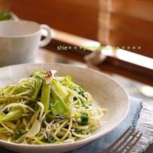 しらすと青海苔とたっぷり葱でペペロンチーノ
