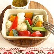 レンジで♪蒸し野菜とバーニャカウダソース