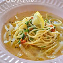 新玉ねぎとセロリのスープパスタ