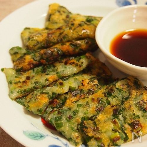粉不使用!じゃが芋のニラチーズちぢみ