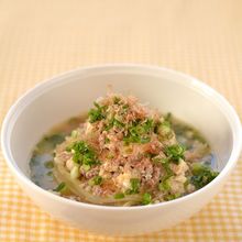 たっぷりねぎの豚豆腐スープスパゲッティ