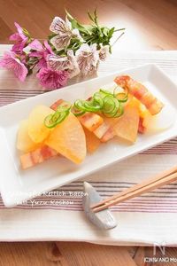 大根とベーコンの柚子胡椒蒸し