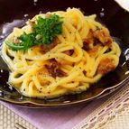 菜の花のカルボナーラうどん
