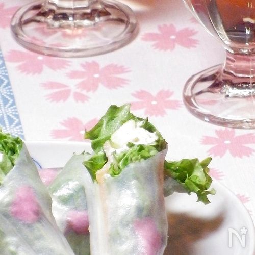 桜香る　クリームチーズの生春巻き
