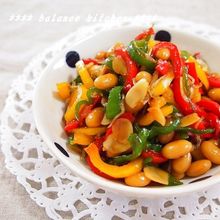 【常備菜】カラフルピーマンと大豆のじゃこナッツ炒め
