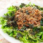 スピードレシピ!春菊とワカメの焼肉サラダ