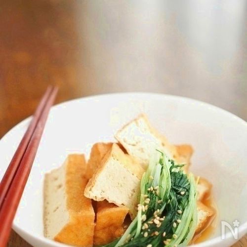 素材2品+味付け1つ★厚揚げと水菜のサッと煮