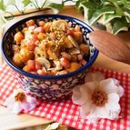ひよこ豆とカリカリベーコンのスパイシーオレガノ風味