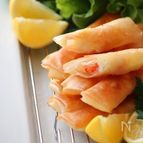 海老とチーズのスティック春巻き。柚子こしょう風味。